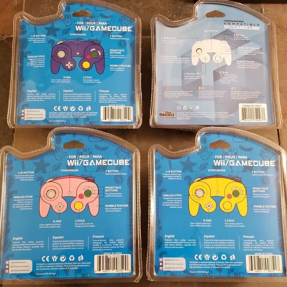 4 Gamecube Controllers - 4 Colors Bundle (NEW) Pink Yellow Blue White - Nintendo